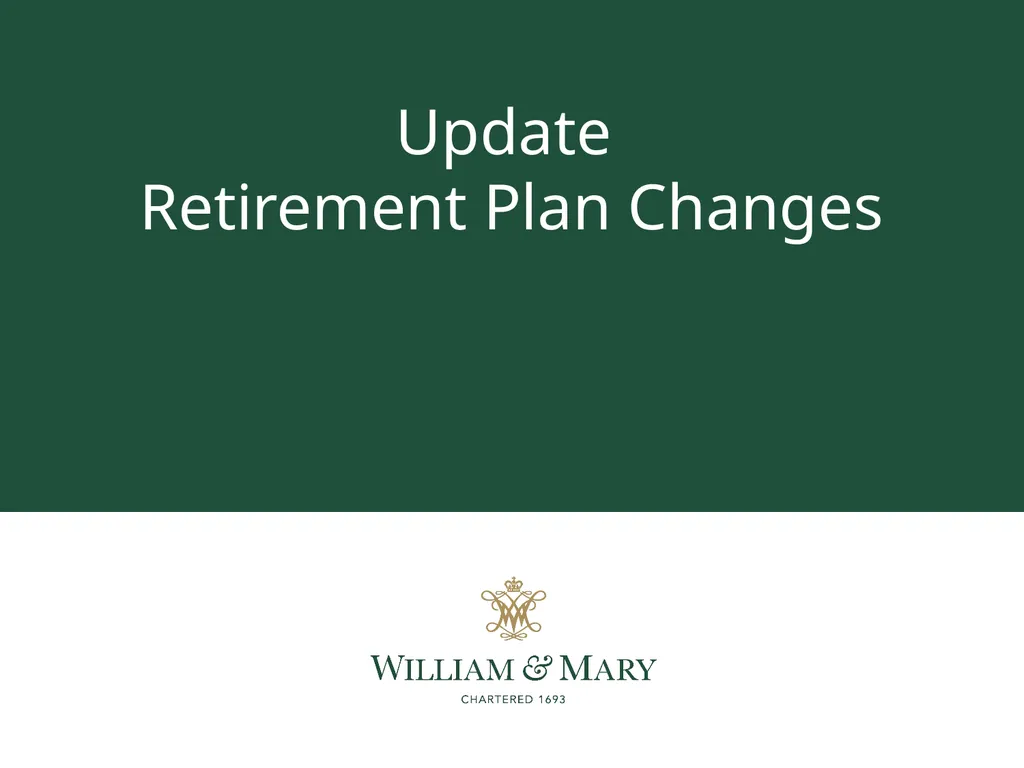 Update Retirement Plan Changes Overview Optional