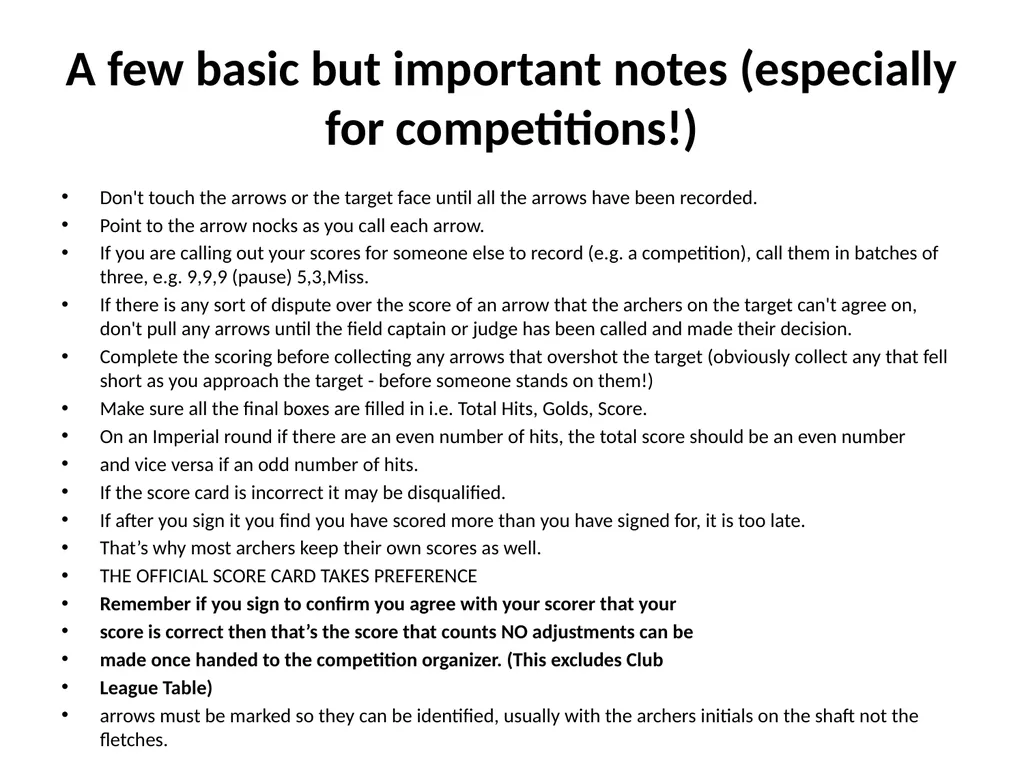 Scoring Correctly To promote and encourage the - slide 12 of 15