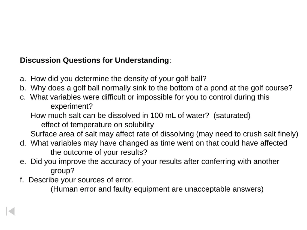 Golf Ball Lab What is the minimum amount of salt - slide 11 of 14