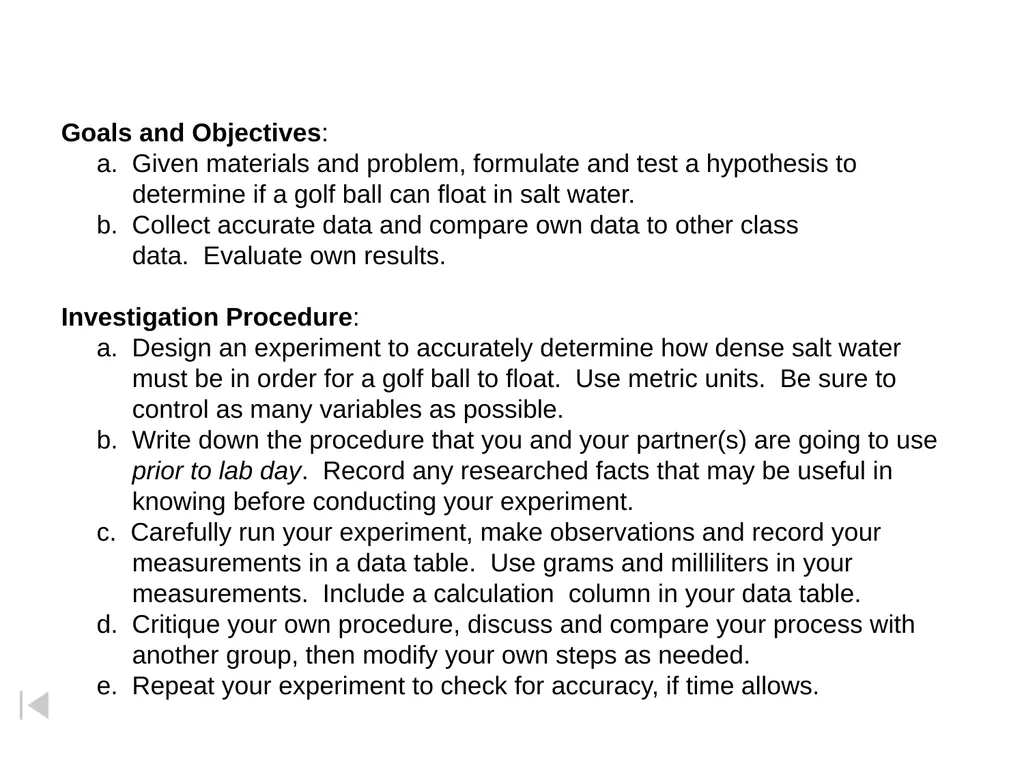 Golf Ball Lab What is the minimum amount of salt - slide 10 of 14