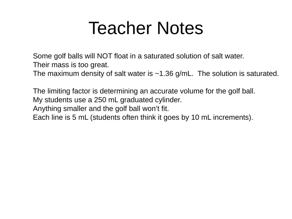 Golf Ball Lab What is the minimum amount of salt - slide 14 of 14
