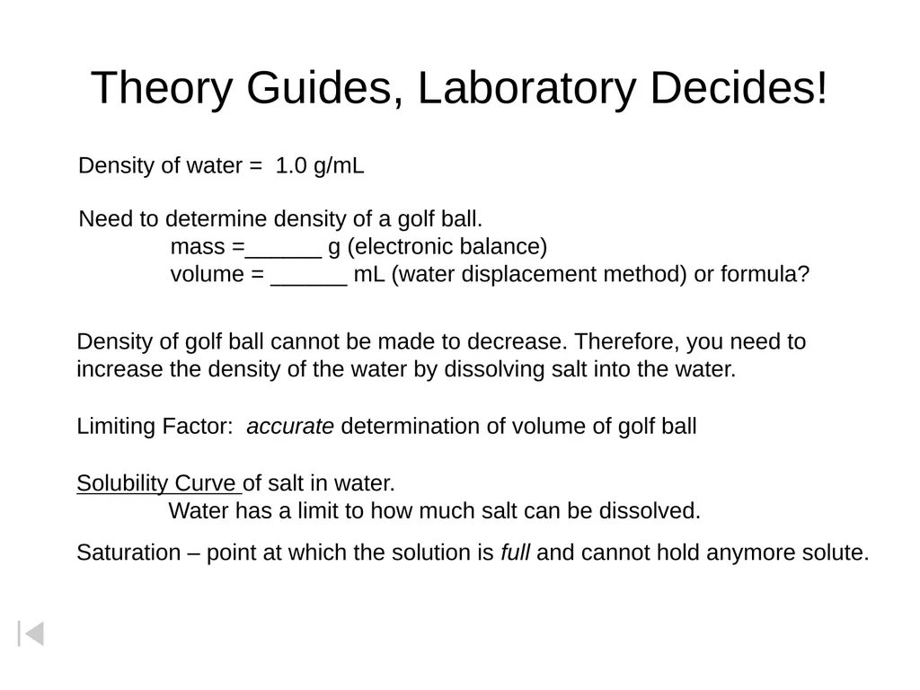 Golf Ball Lab What is the minimum amount of salt - slide 4 of 14