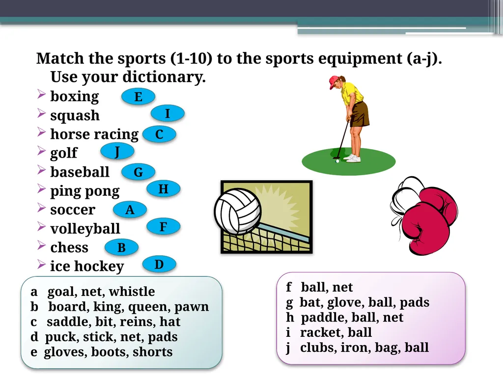 SPORT CONTENTS VOCABULARY KEY WORDS GAP FILLING - slide 7 of 13