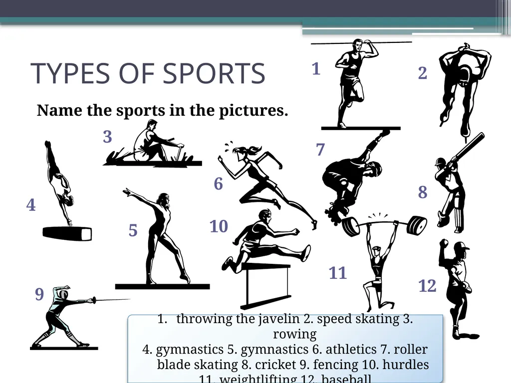 SPORT CONTENTS VOCABULARY KEY WORDS GAP FILLING - slide 6 of 13