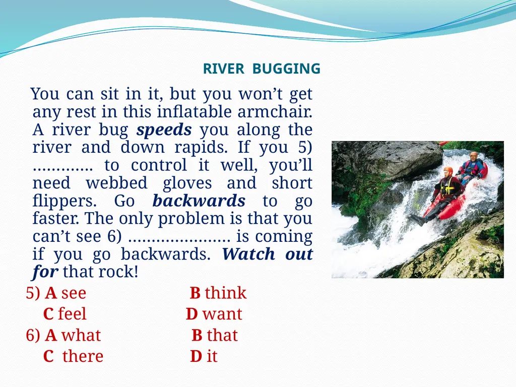 Adventure Activities Adventure Activities Grade 8 - slide 6 of 10