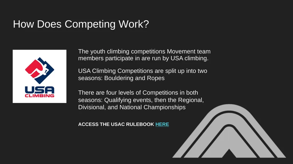 GUIDE TO COMPETING USA Climbing Competitions - slide 3 of 15