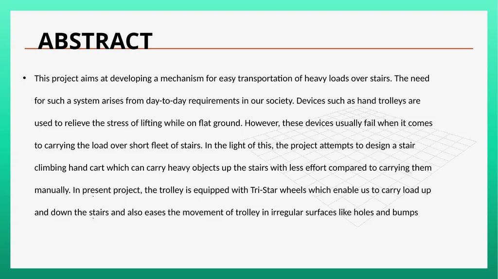 Project On Tri-Wheel Stair Case Climbing Hand and - slide 4 of 18