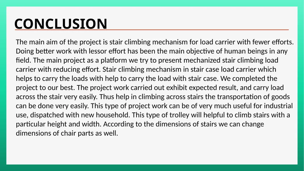 Project On Tri-Wheel Stair Case Climbing Hand and - slide 18 of 18