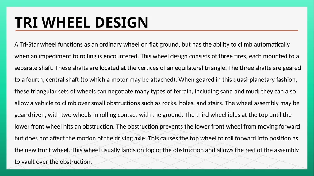 Project On Tri-Wheel Stair Case Climbing Hand and - slide 5 of 18