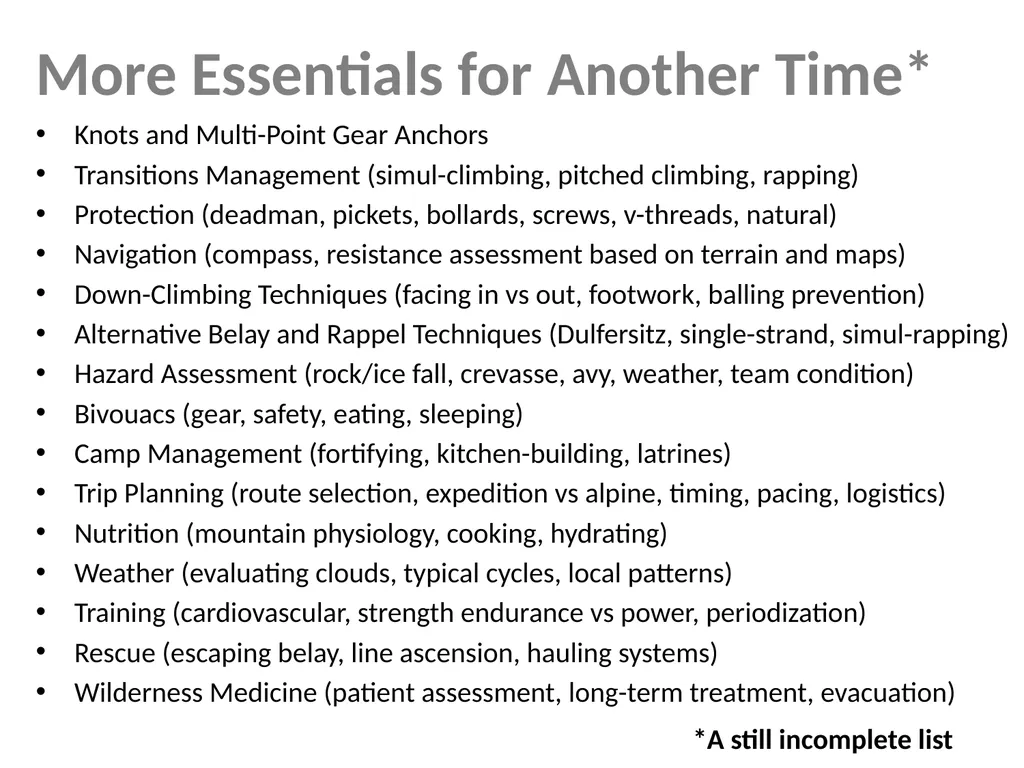 Mountaineering Refresher Brian Hendrickson MITOC - slide 3 of 20