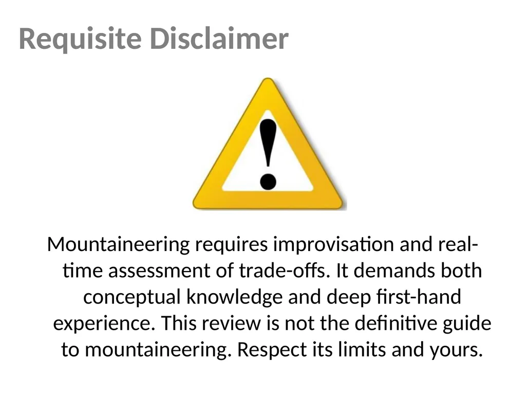 Mountaineering Refresher Brian Hendrickson MITOC - slide 4 of 20