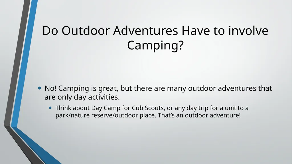 Outdoor Program Planning Outdoor Program – who, - slide 13 of 28