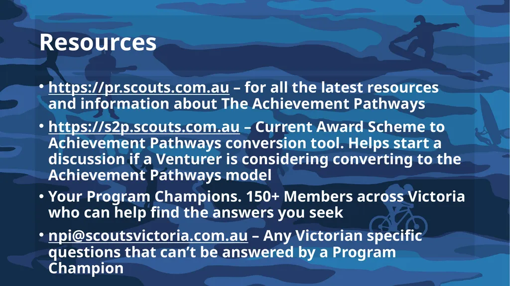 Introduction to Achievement Pathways For Venturers - slide 39 of 39