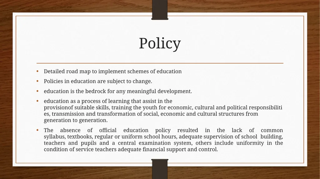 Relationship between Policy and Education Dr V. - slide 12 of 80