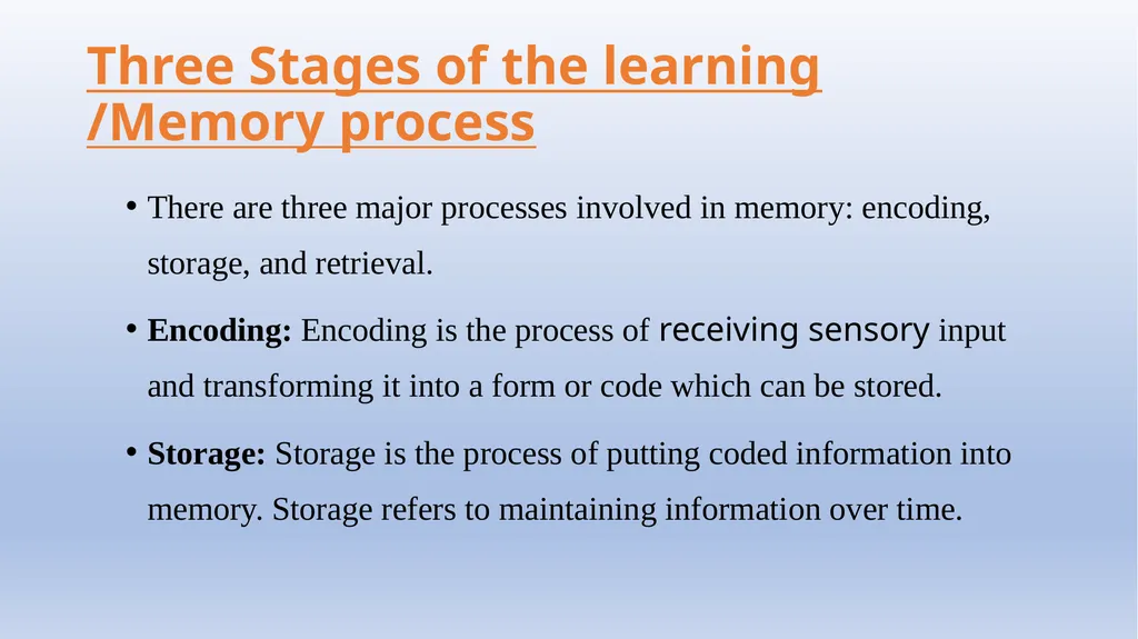 The Principles & Components Of Learning, Memory & - slide 15 of 47