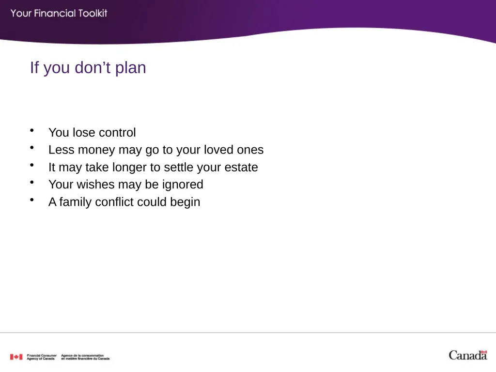 Financial planning Agenda Start time: ____ Break - slide 26 of 30