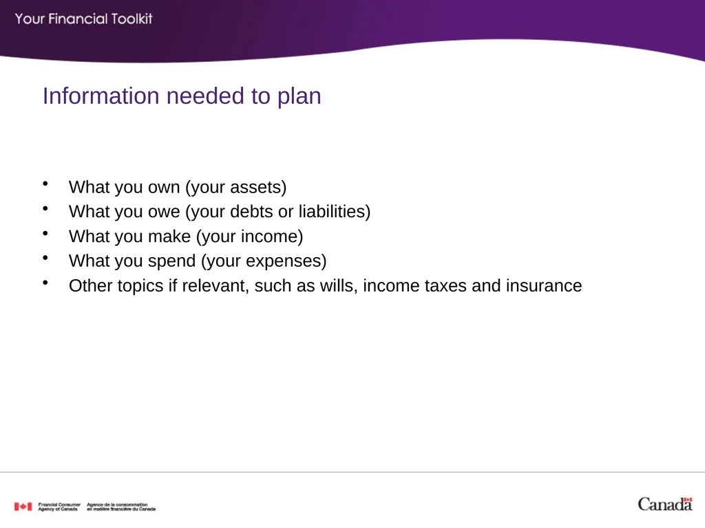 Financial planning Agenda Start time: ____ Break - slide 12 of 30