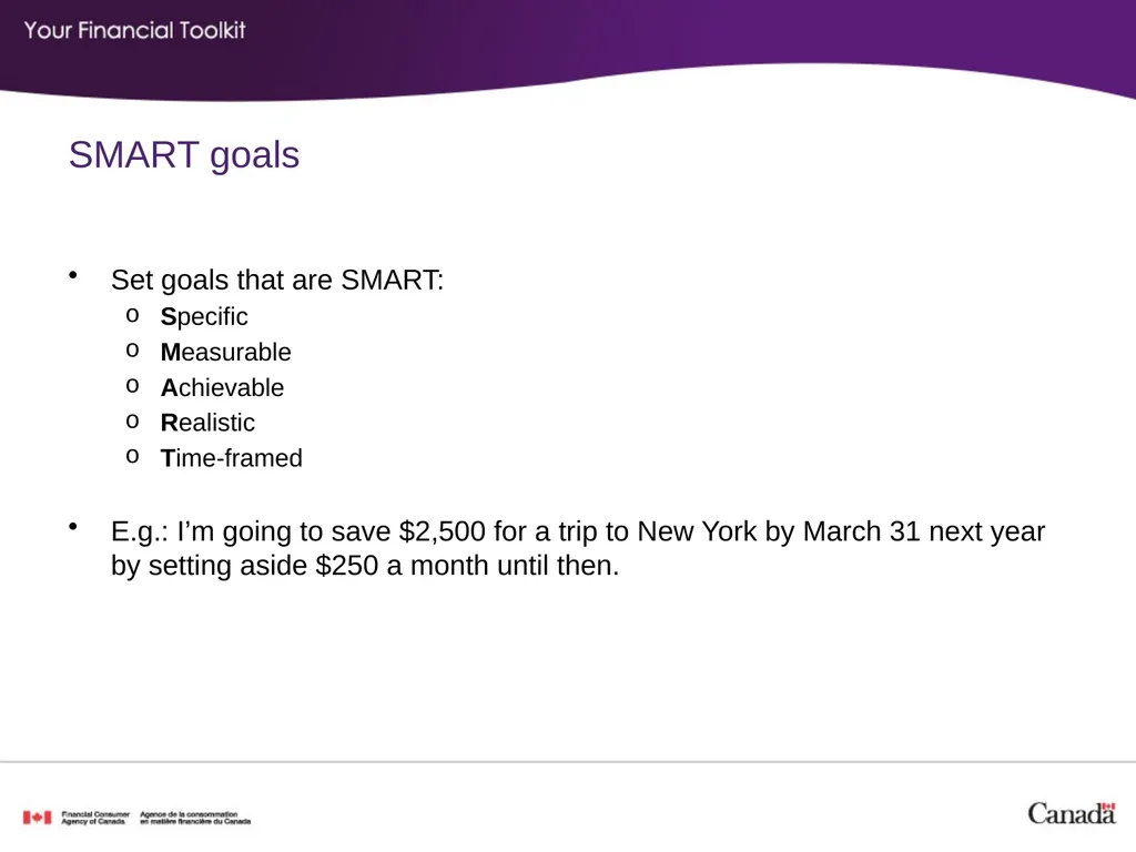 Financial planning Agenda Start time: ____ Break - slide 8 of 30