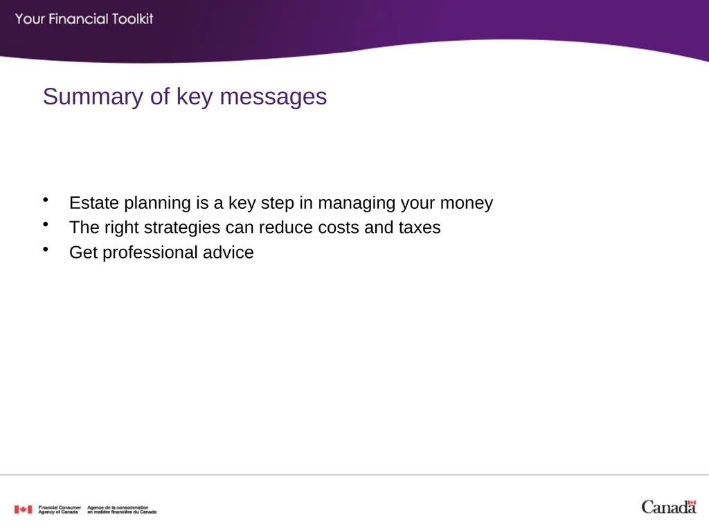 Financial planning Agenda Start time: ____ Break - slide 30 of 30
