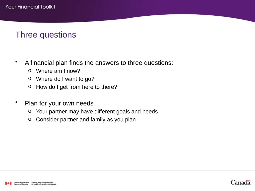 Financial planning Agenda Start time: ____ Break - slide 7 of 30