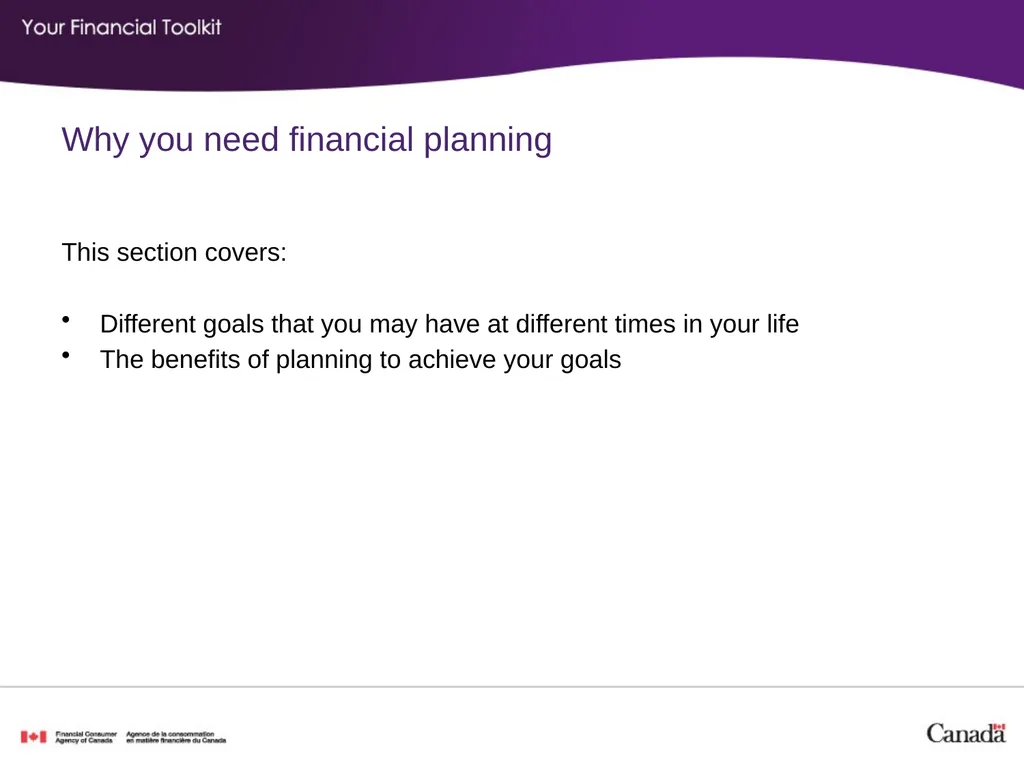 Financial planning Agenda Start time: ____ Break - slide 5 of 30