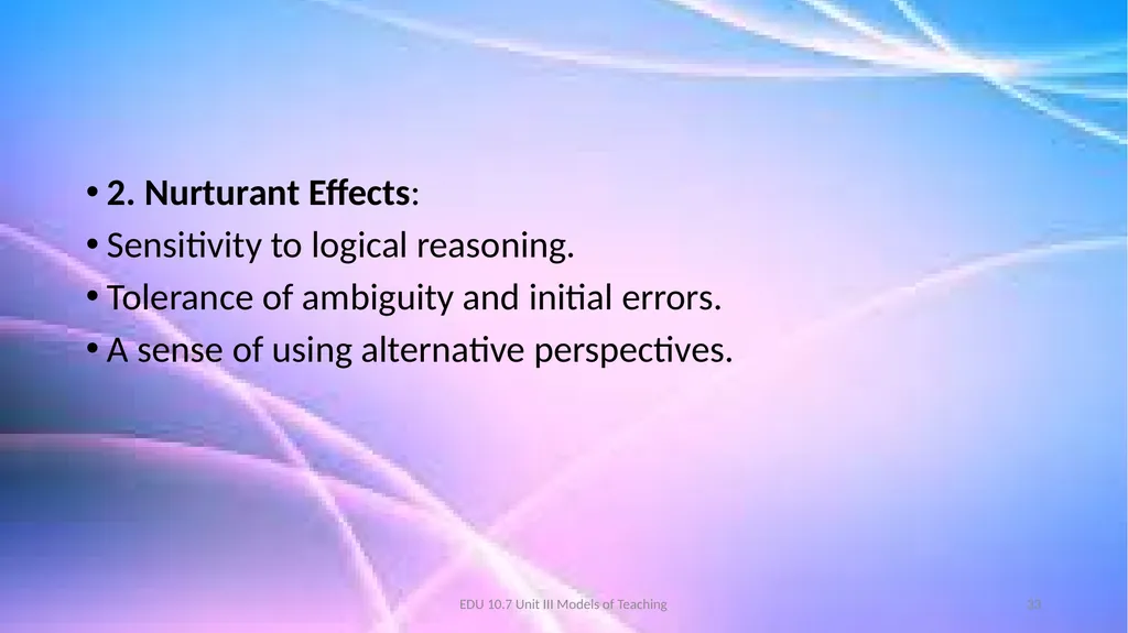 Models of Teaching A model for teaching is a - slide 33 of 42