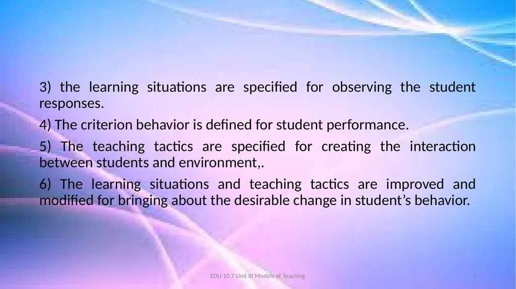 Models of Teaching A model for teaching is a - slide 3 of 42
