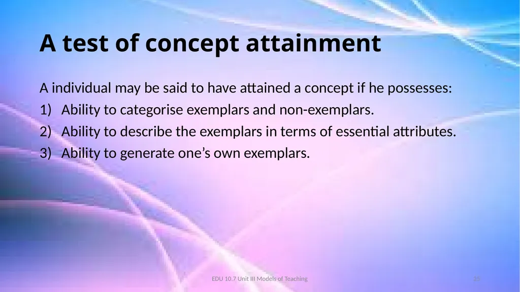 Models of Teaching A model for teaching is a - slide 25 of 42