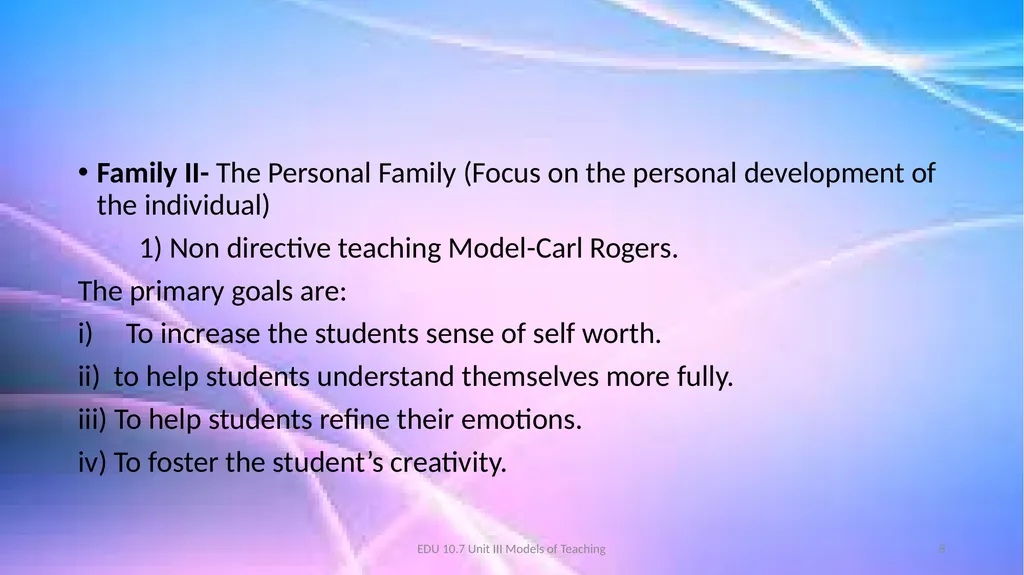 Models of Teaching A model for teaching is a - slide 8 of 42
