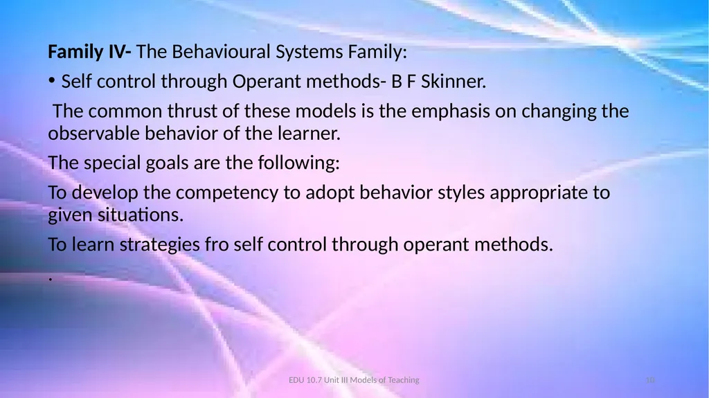 Models of Teaching A model for teaching is a - slide 10 of 42