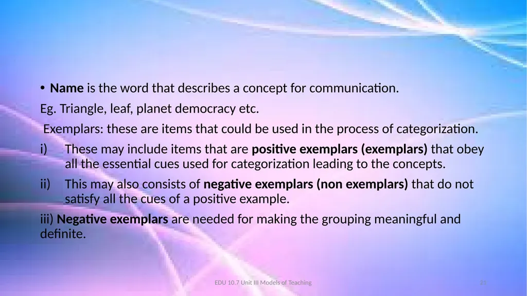 Models of Teaching A model for teaching is a - slide 21 of 42