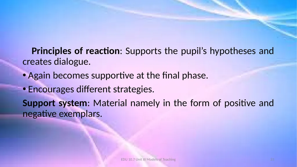 Models of Teaching A model for teaching is a - slide 31 of 42