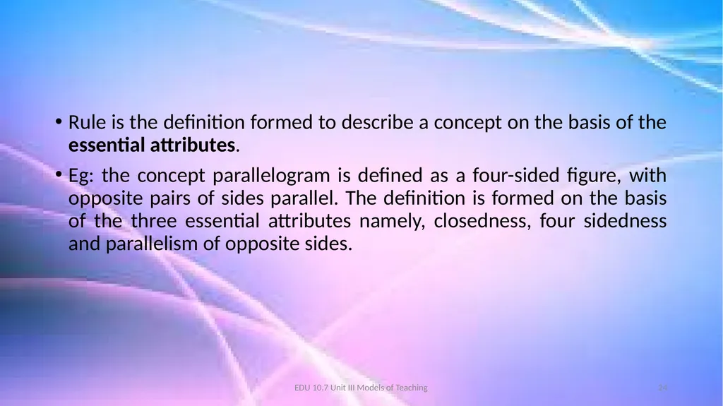 Models of Teaching A model for teaching is a - slide 24 of 42