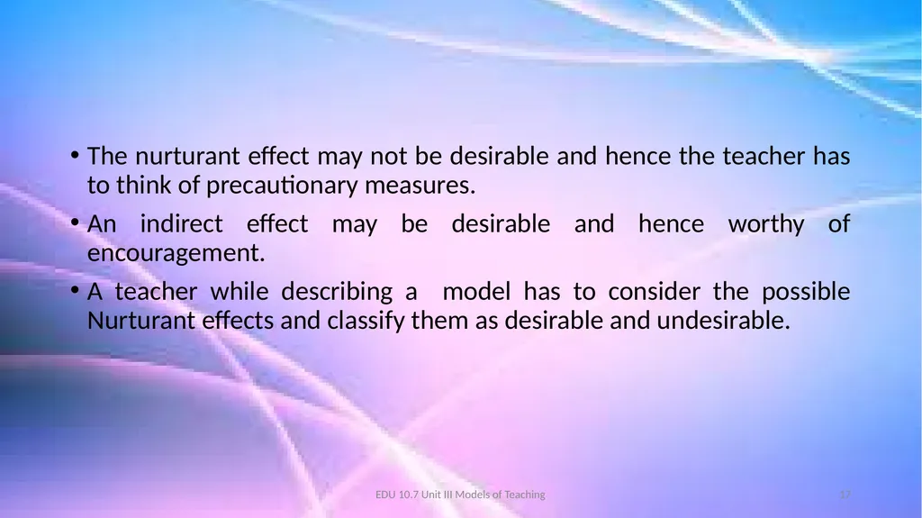 Models of Teaching A model for teaching is a - slide 17 of 42