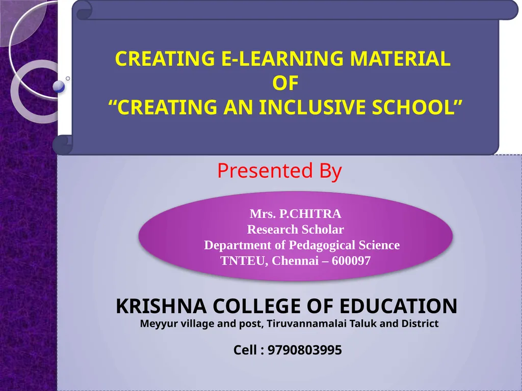 Presented By KRISHNA COLLEGE OF EDUCATION Meyyur - slide 1 of 30