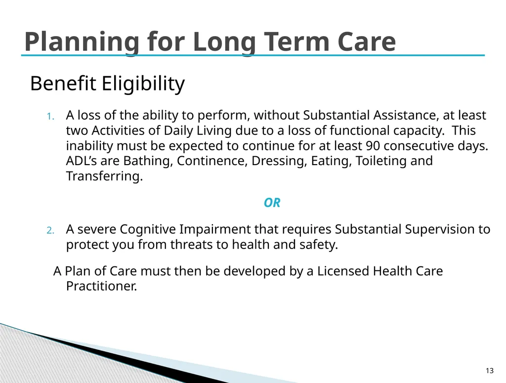 Long Term Care Planning Strategies Lisa McAree, - slide 13 of 23