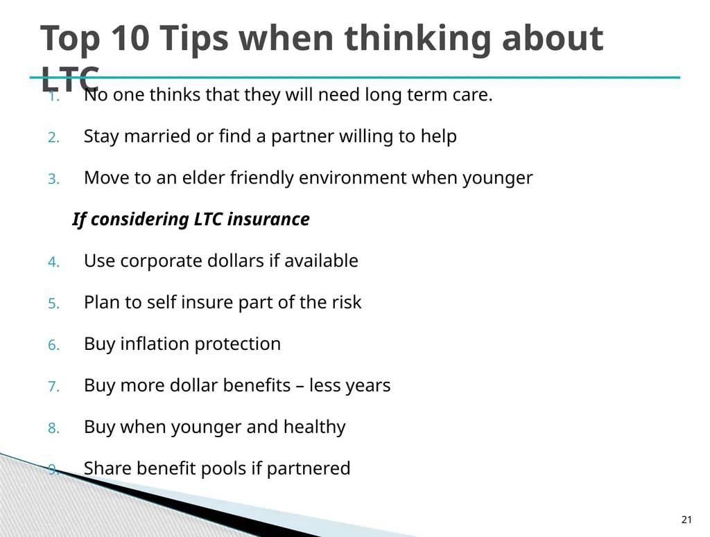 Long Term Care Planning Strategies Lisa McAree, - slide 21 of 23