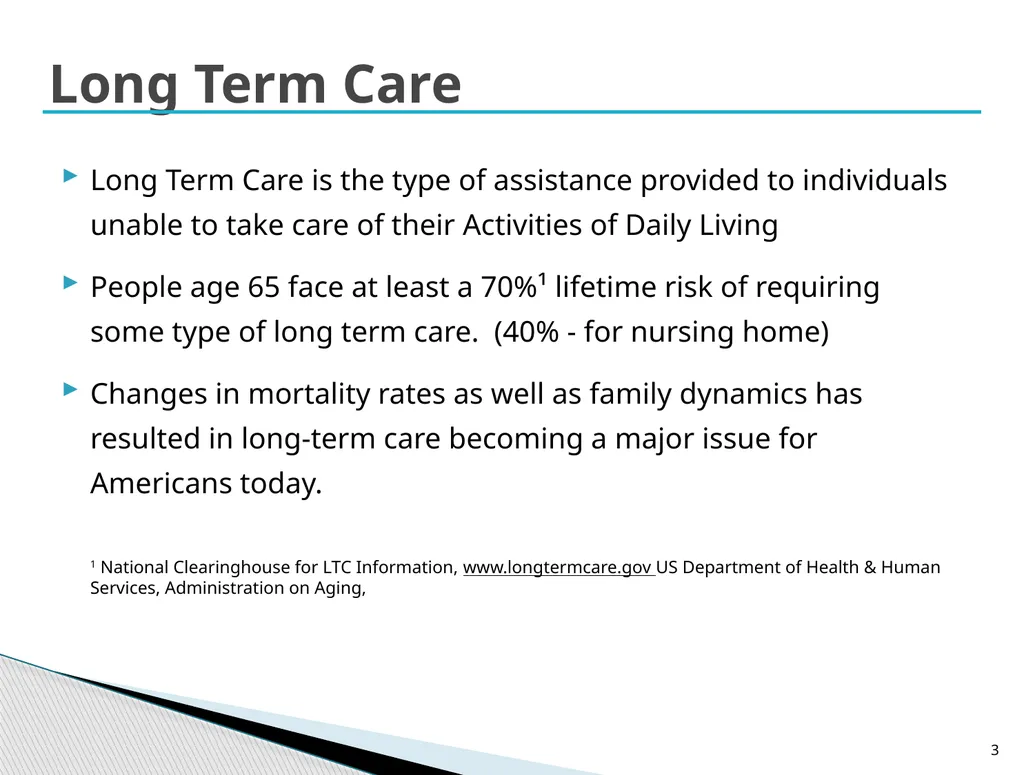 Long Term Care Planning Strategies Lisa McAree, - slide 3 of 23
