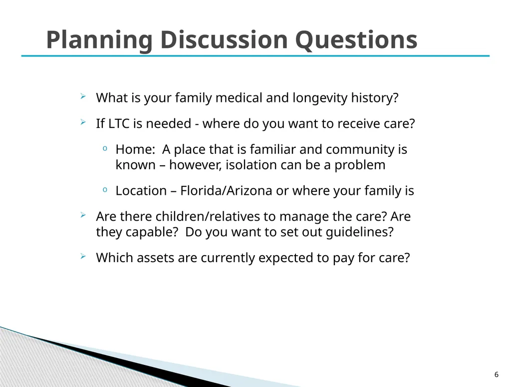 Long Term Care Planning Strategies Lisa McAree, - slide 6 of 23