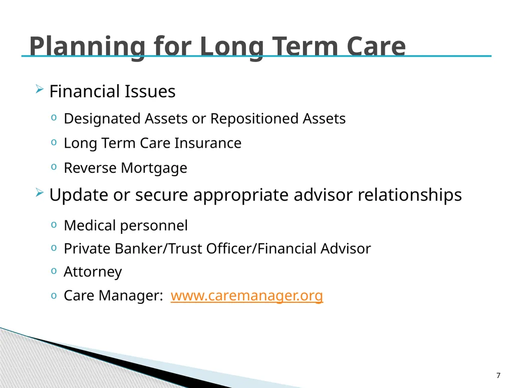 Long Term Care Planning Strategies Lisa McAree, - slide 7 of 23