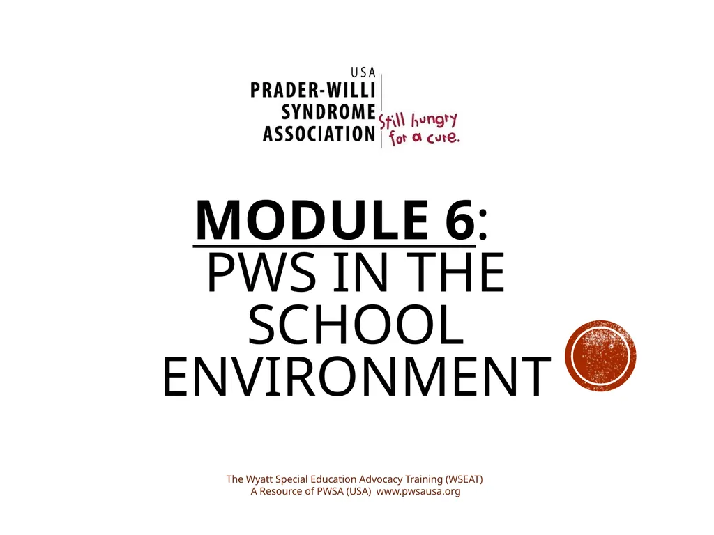 Module 6: PWS In THE SCHOOL ENVIRONMENT The Wyatt - slide 1 of 39