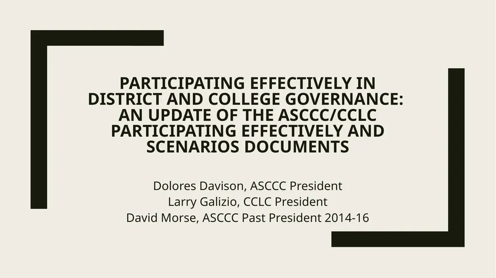 Participating Effectively in District and College - slide 1 of 34