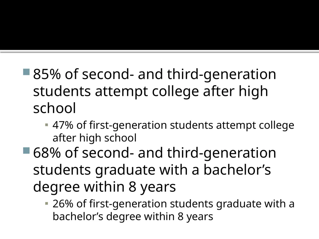 The First Generation Student: Barriers and - slide 3 of 11