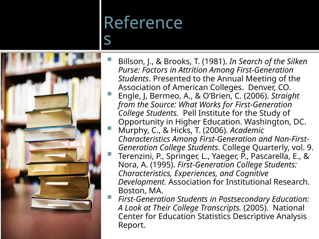 The First Generation Student: Barriers and - slide 11 of 11