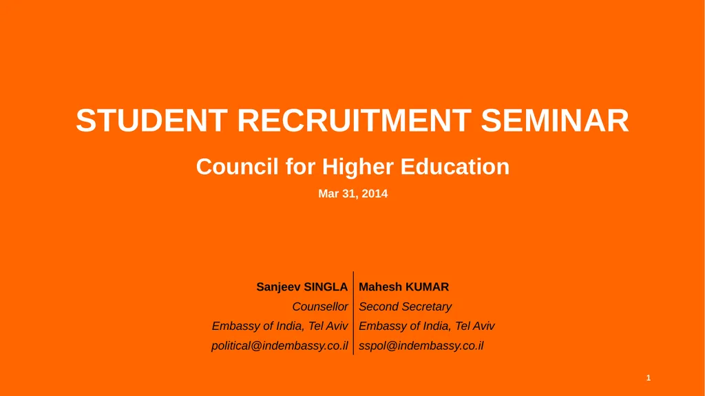 STUDENT RECRUITMENT SEMINAR Council for Higher - slide 1 of 15