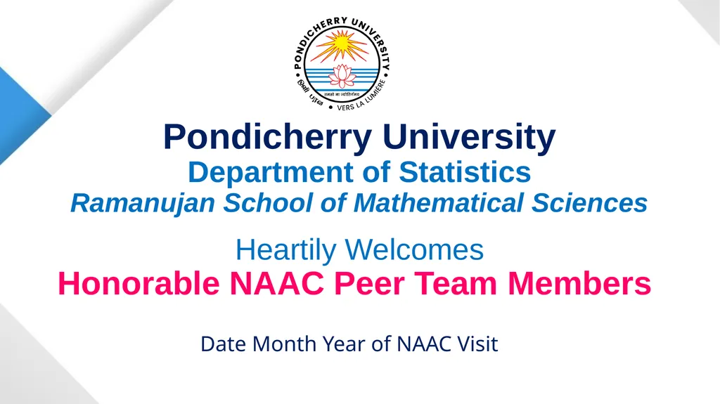 Pondicherry University Department of Statistics - slide 1 of 37