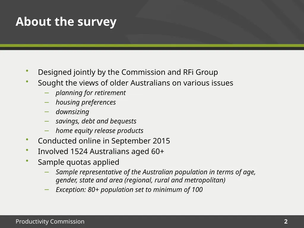 December 2015 Survey results Housing Decisions of - slide 2 of 71