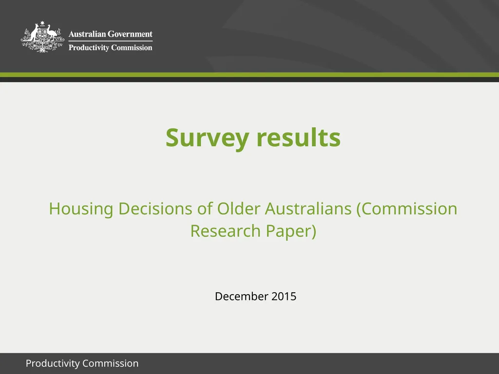 December 2015 Survey results Housing Decisions of
