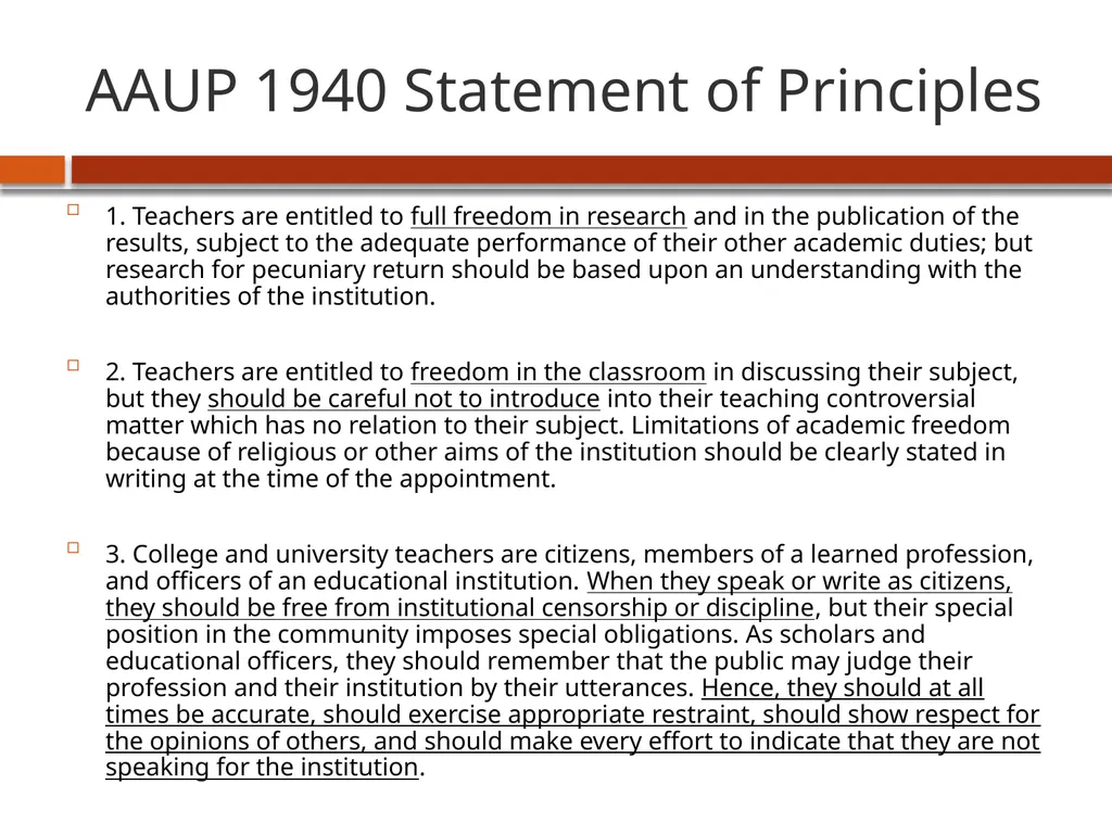 Academic Freedom: an overview USC Faculty Senate - slide 3 of 16