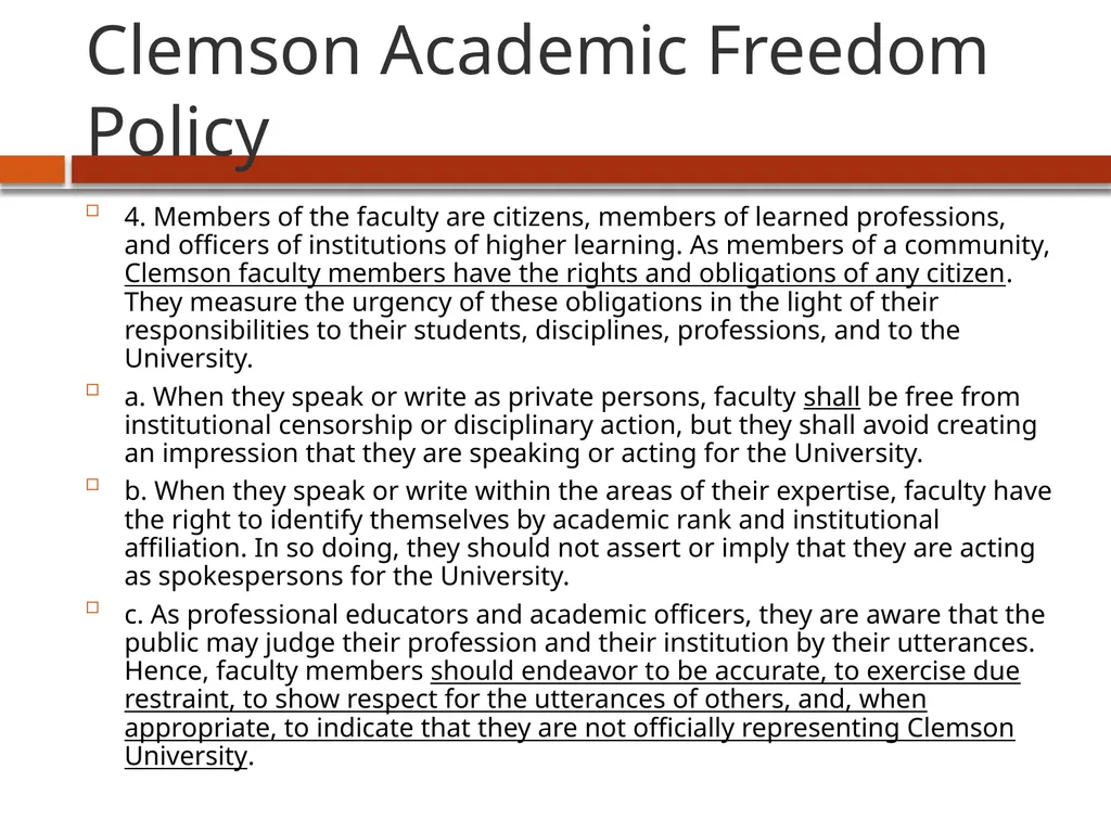 Academic Freedom: an overview USC Faculty Senate - slide 15 of 16